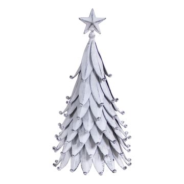 12-Inch Tin Christmas Tree in Rustic White Wash