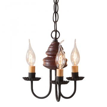 3-Arm Bellview Wood Chandelier in Americana Red