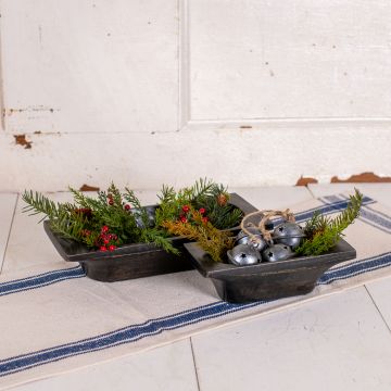 Rustic Carved Wooden Trencher Bowl Set