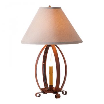Betsy Ross Lamp with Ivory Linen Shade in Rustic Tin