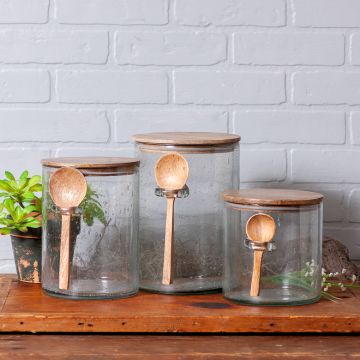 Bubble Glass with Wooden Spoon Canister Set