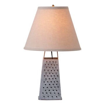 Cheese Grater Lamp with Linen Empire Shade