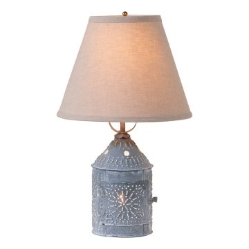 Paul Revere Lamp in Weathered Zinc with Linen Empire Shade