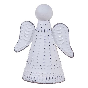 Punched Tin Angel in Rustic White - Set of 3