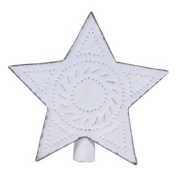 Punched Tin Star Tree Topper in Rustic White - Set of 6