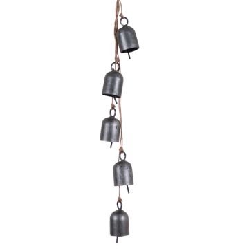 Rustic Hanging 5-Bell Cluster in Antique Silver