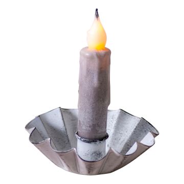 Tin Curly Cap Taper Candle Holders in Rustic White Wash - Set of 6