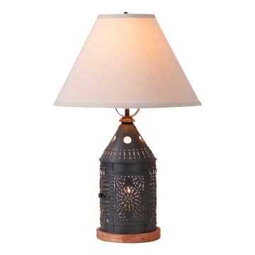 Tinner's Revere Lamp with Linen Tapered Shade