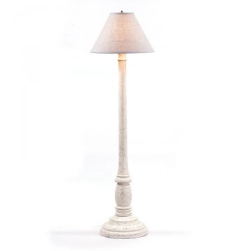 Brinton House Floor Lamp in White with Linen Ivory Shade