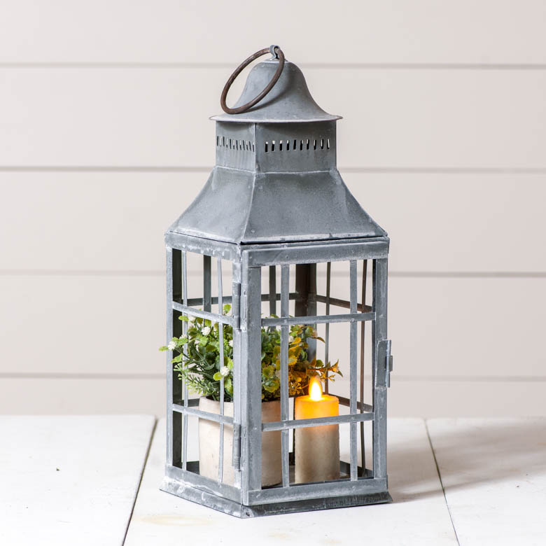 Centerpiece Lantern in Weathered Zinc | Irvins Tinware