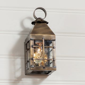 Small Barn Outdoor Wall Light in Solid Weathered Brass - 1 Light