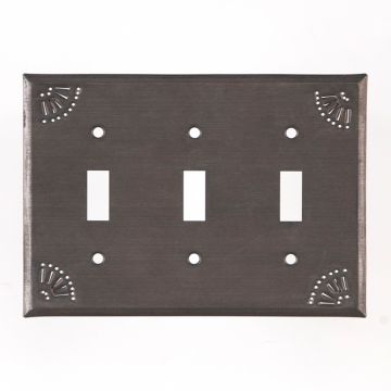 Triple Switch Cover with Chisel in Blackened Tin