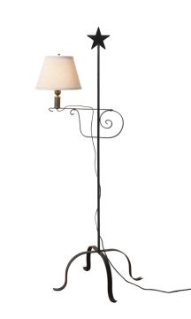Wrought Iron Star Top Adjustable Floor Lamp with Shade